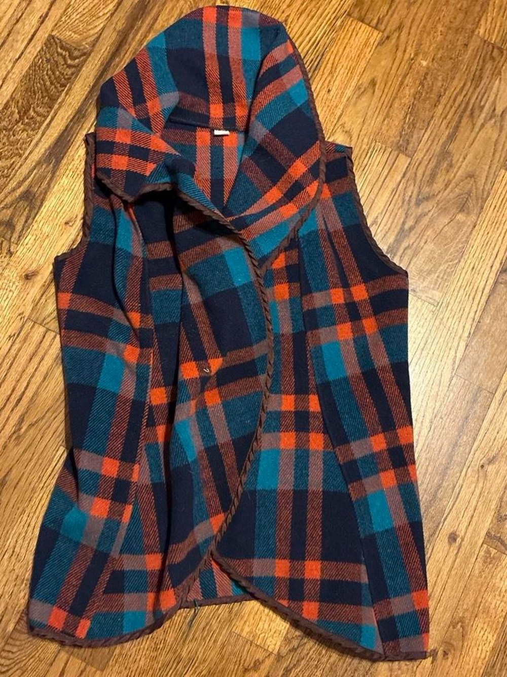 Plaid Hooded Jacket in Red and Teal